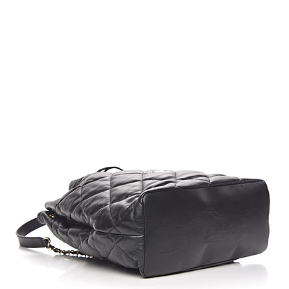 Chanel Lambskin Quilted Drawstring Backpack Black 4 of 14