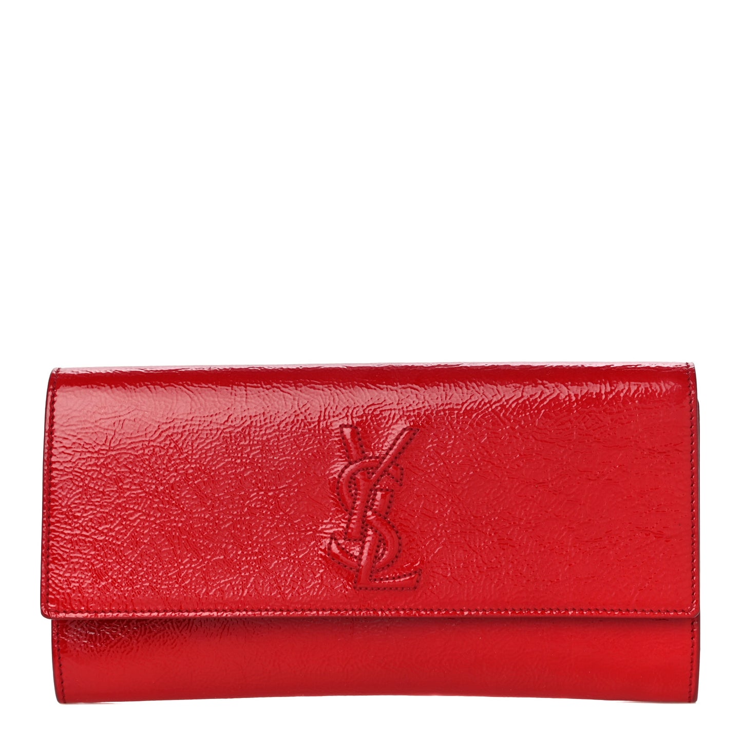 Textured Patent Small Belle De Jour Clutch Red