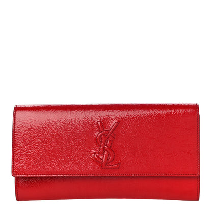 Saint Laurent Textured Patent Small Belle De Jour Clutch Red 1 of 9