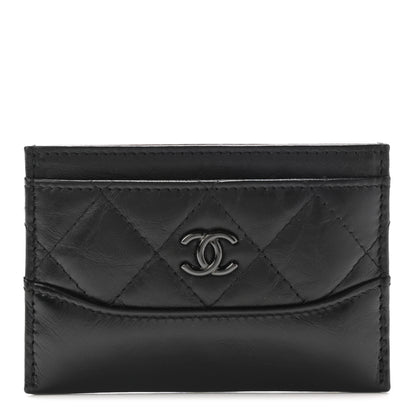 Chanel Aged Calfskin Quilted Gabrielle Card Holder Wallet So Black 1 of 8
