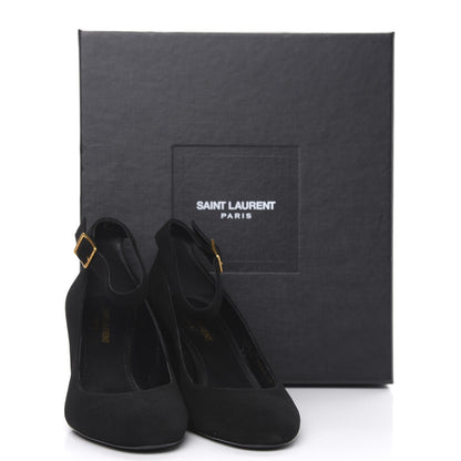 Saint Laurent Suede Loulou 70 Ankle Strap Pumps 37 Black 8 of 8