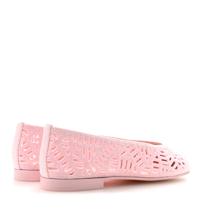 Chanel Cotton Embroidered Cap Toe Ballet Flats 38 Light Pink 5 of 10