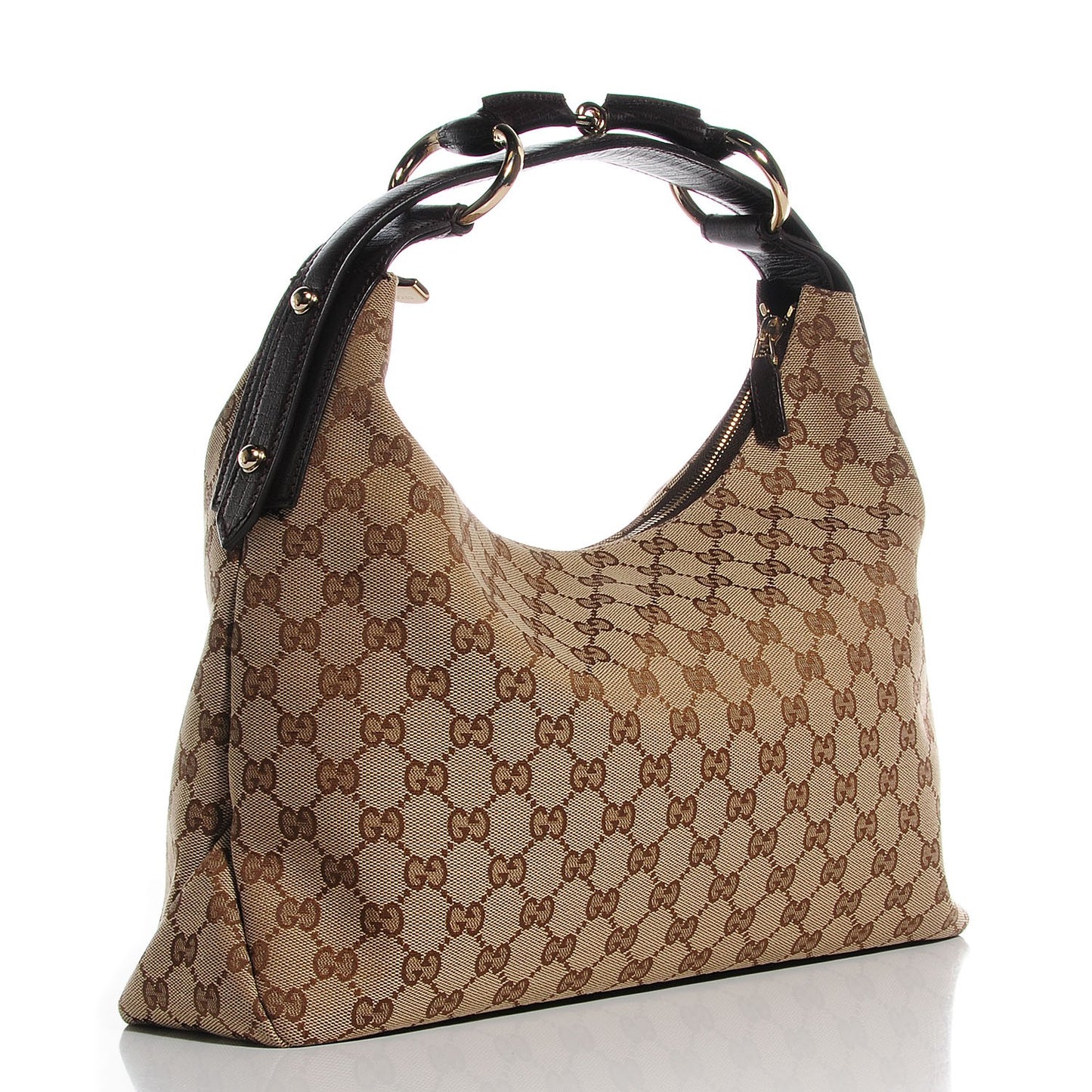Monogram Medium Horsebit Chain Hobo Dark Brown