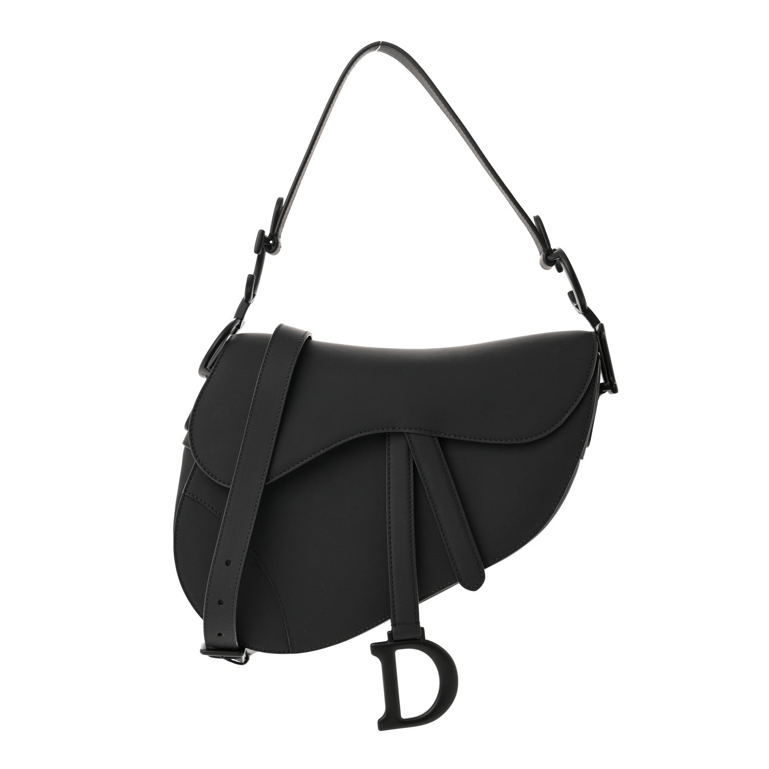 Christian Dior Ultra Matte Calfskin Saddle Bag With Strap Black 1 of 10