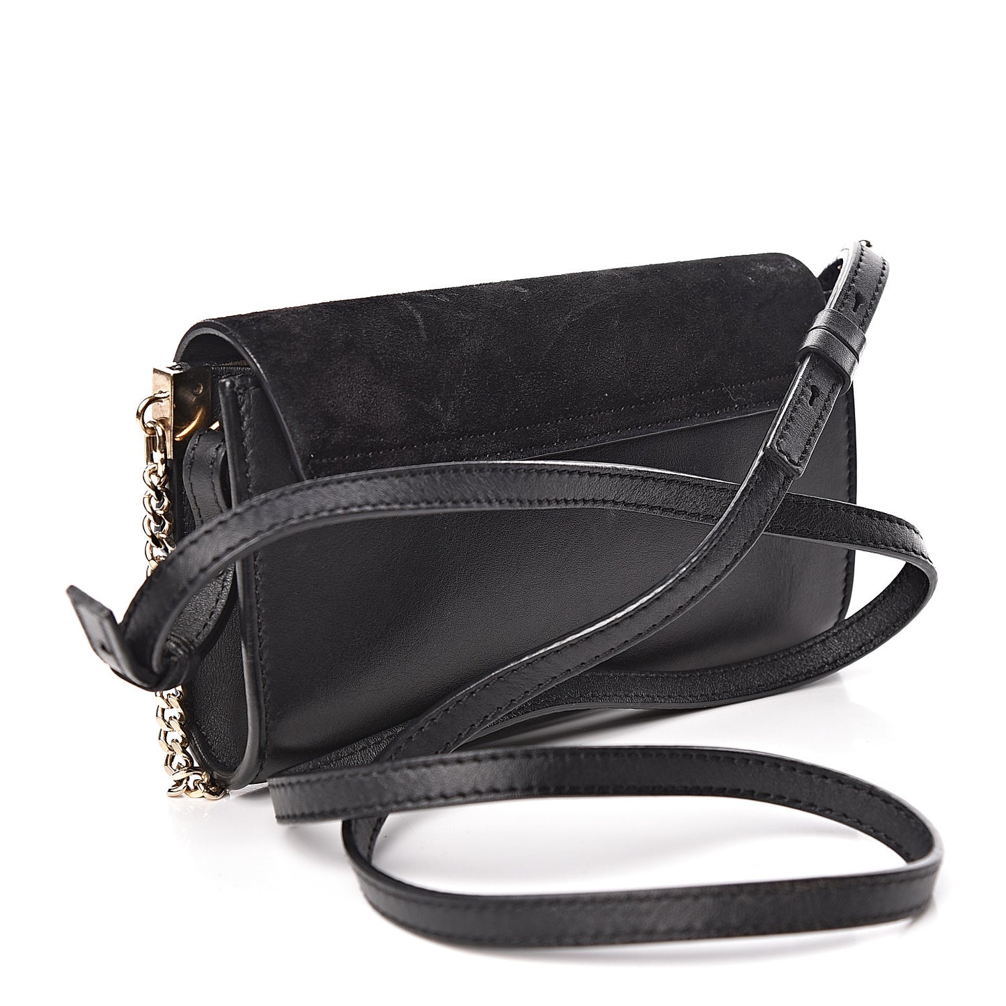 Suede Calfskin Mini Faye Shoulder Bag Black