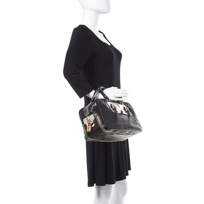 Prada Glace Calfskin Zippers Plaque Boston Black 2 of 12