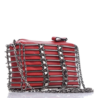 Valentino Garavani Calfskin Rockstud Caged Crossbody Bag Red 3 of 8