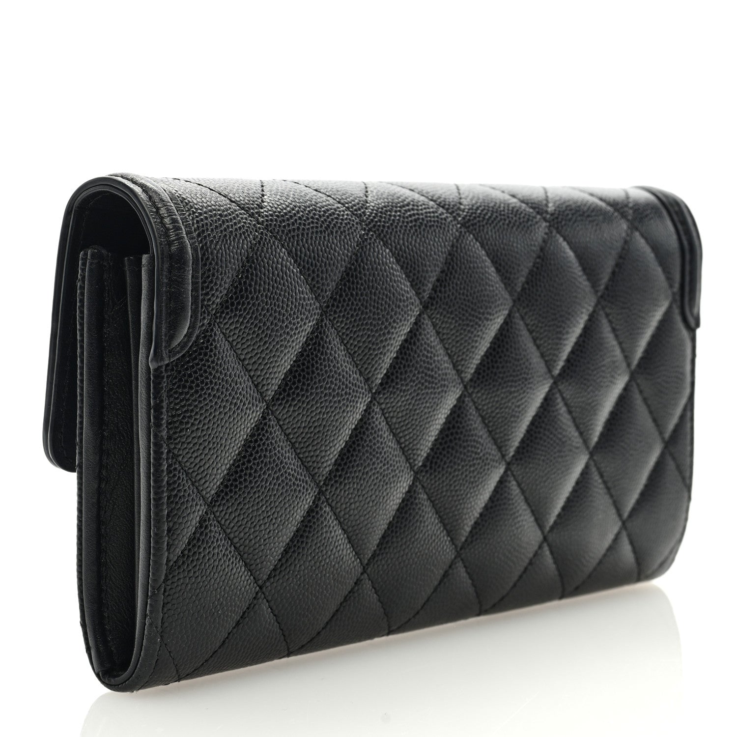 Chanel Caviar Quilted Filigree Large Gusset Flap Wallet Black 3 of 7