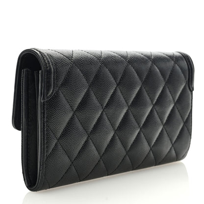 Chanel Caviar Quilted Filigree Large Gusset Flap Wallet Black 3 of 7