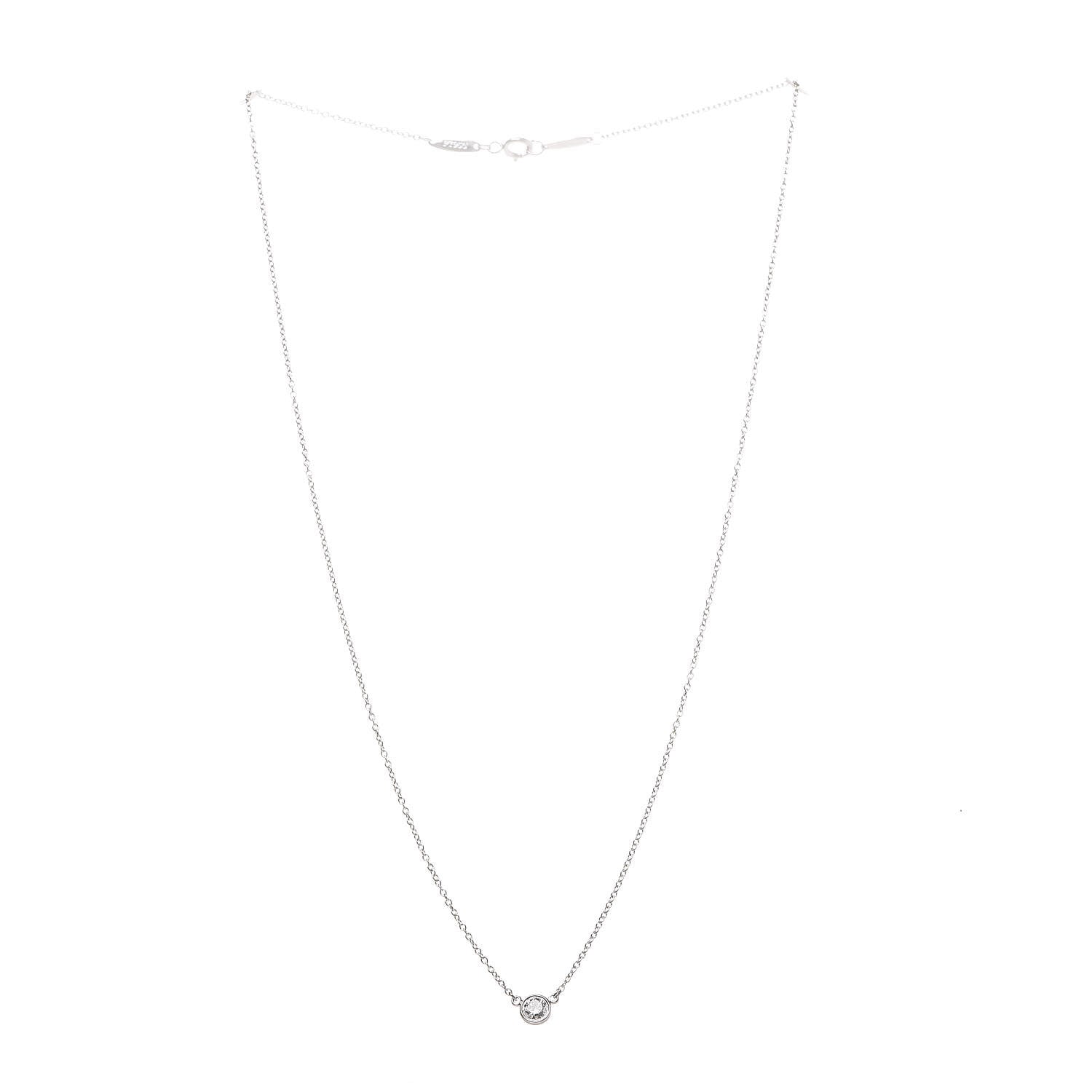 Tiffany Platinum Diamond .19ct Elsa Peretti Diamonds by the Yard Pendant Necklace 3 of 9