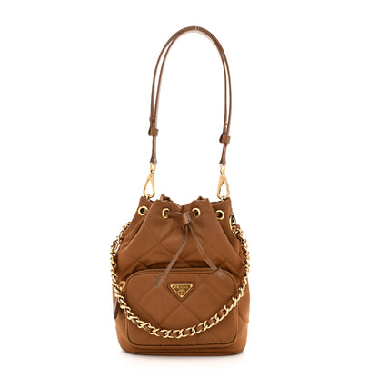 Prada Re-Nylon Saffiano Stitched Re-Edition 1995 Chaine Drawstring Bucket Bag Brandy 1 of 14