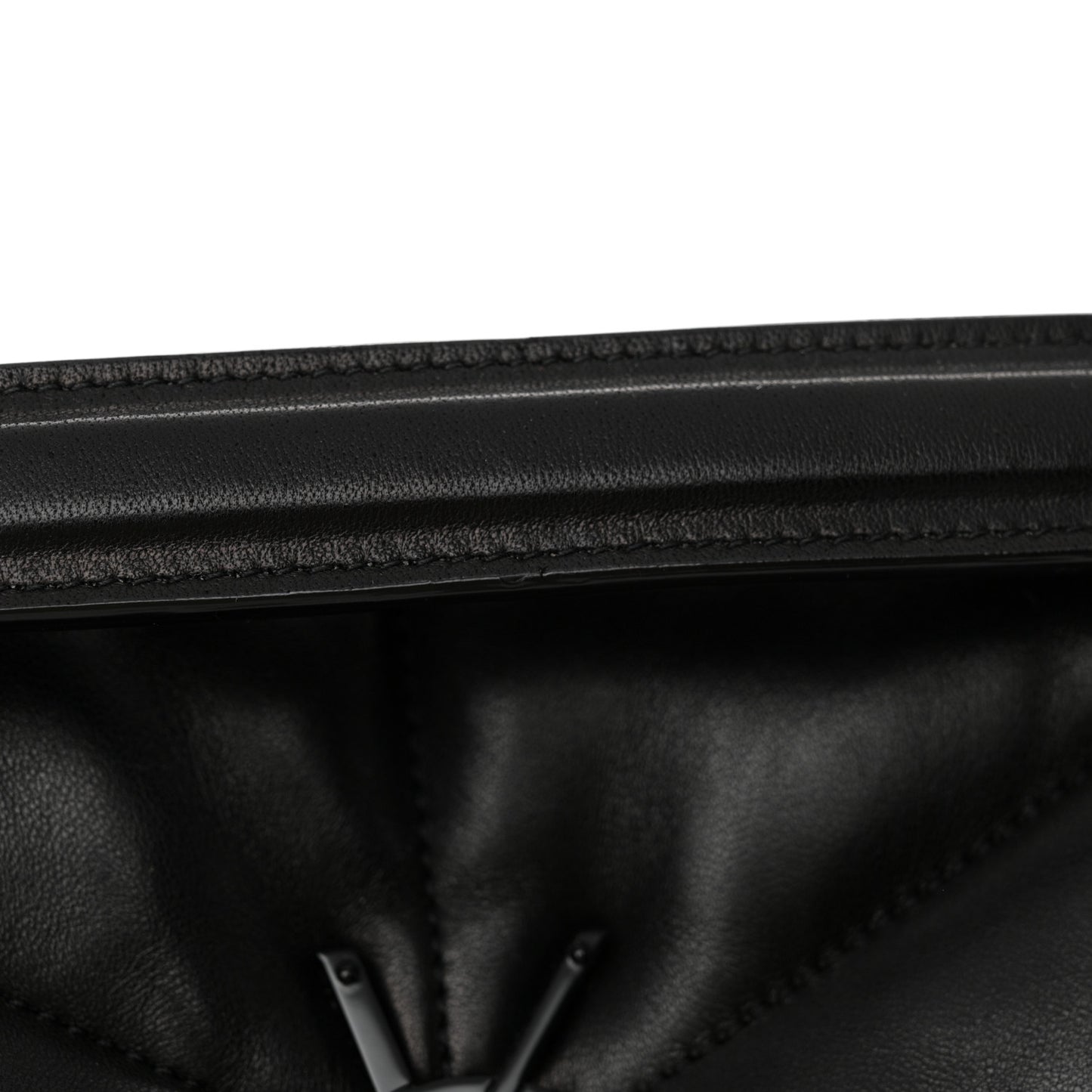 Lambskin Quilted Monogram Monochrome Medium Loulou Puffer Chain Satchel Black