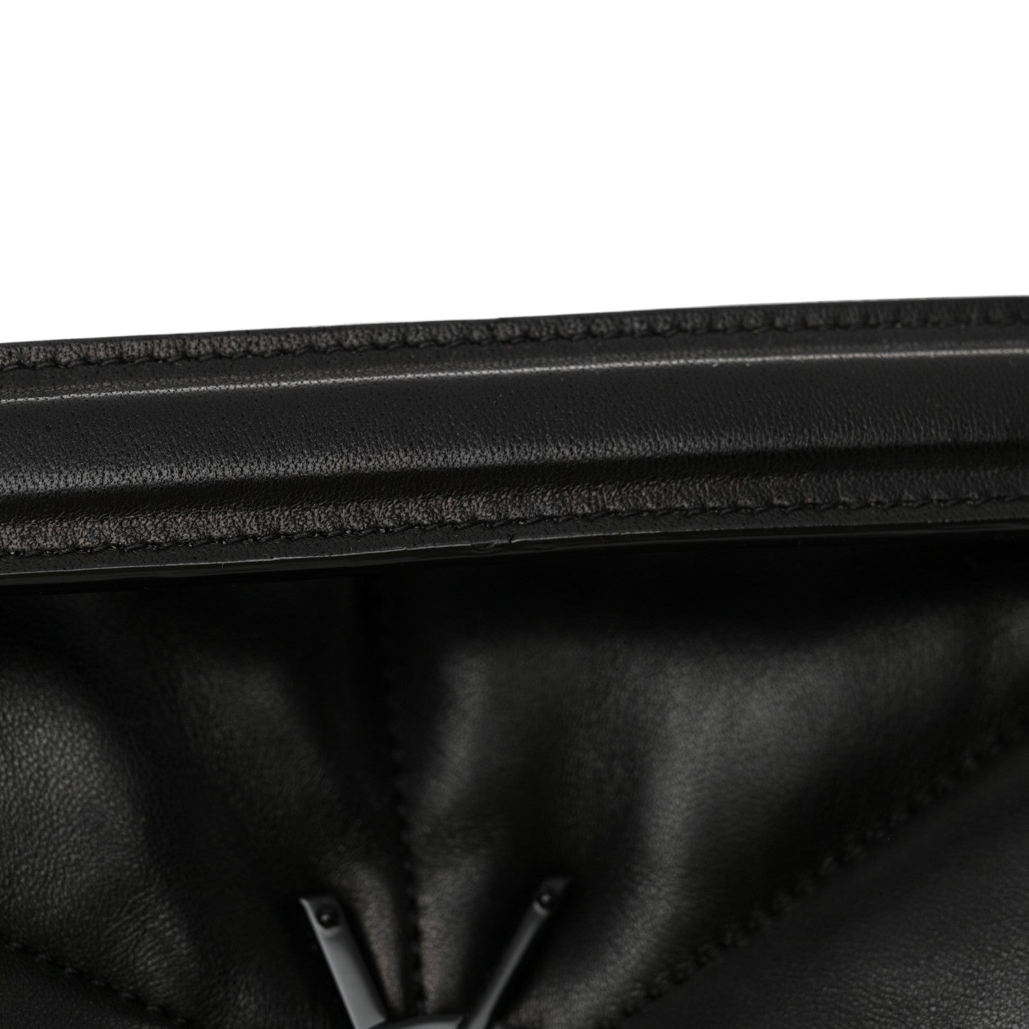 Saint Laurent Lambskin Quilted Monogram Monochrome Medium Loulou Puffer Chain Satchel Black 12 of 13