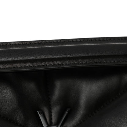 Saint Laurent Lambskin Quilted Monogram Monochrome Medium Loulou Puffer Chain Satchel Black 12 of 13