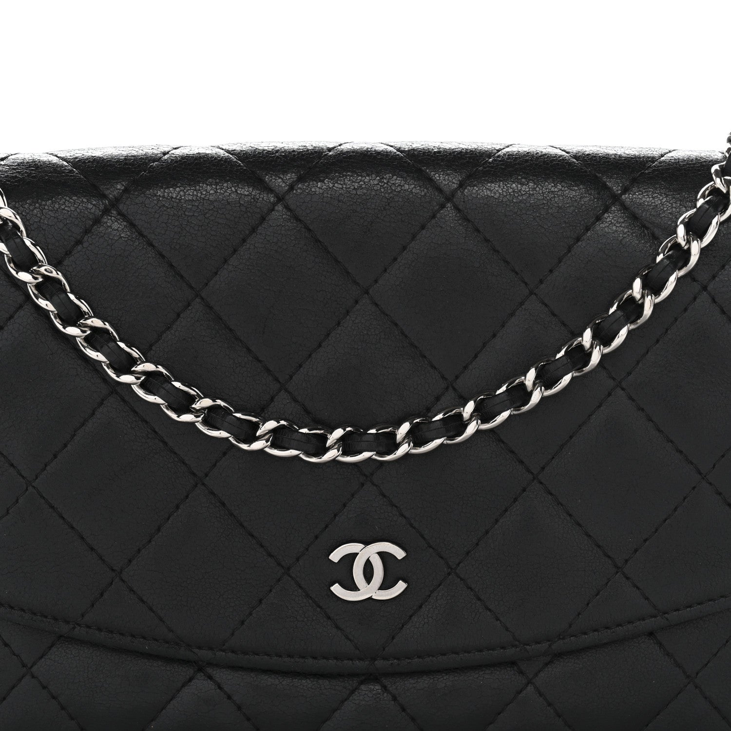Chanel Lambskin Quilted Wallet On Chain WOC Black 8 of 14