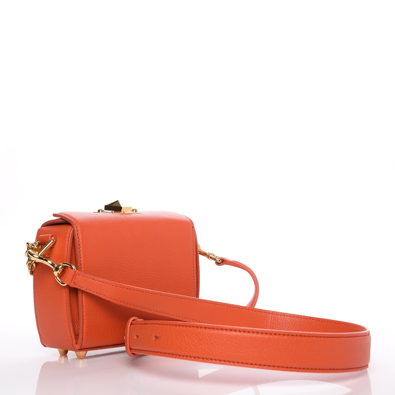 Alexander McQueen Silky Amish Grained Goatskin Box Shoulder Bag 16 Flame 3 of 7