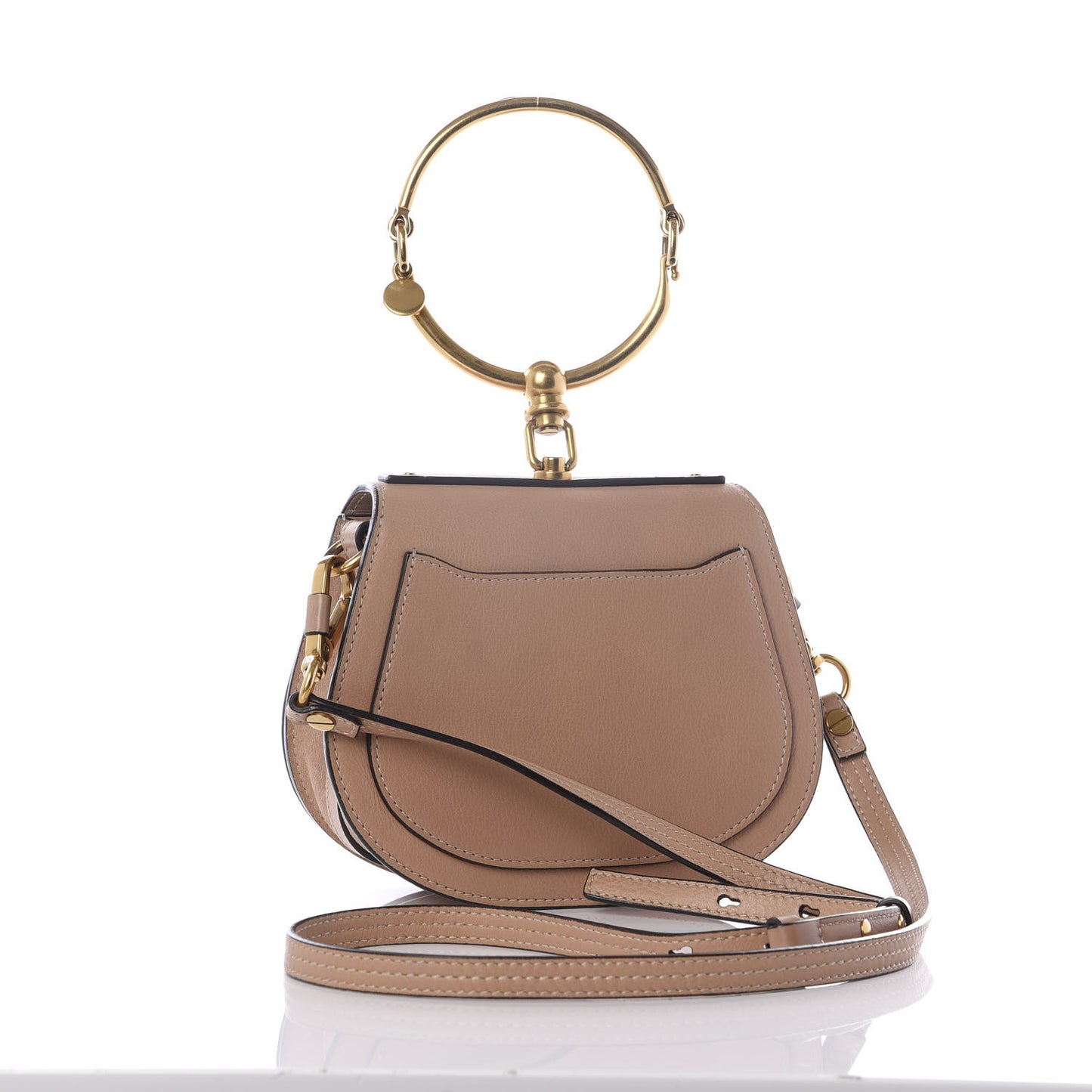 Calfskin Suede Small Nile Bracelet Bag Biscotti Beige
