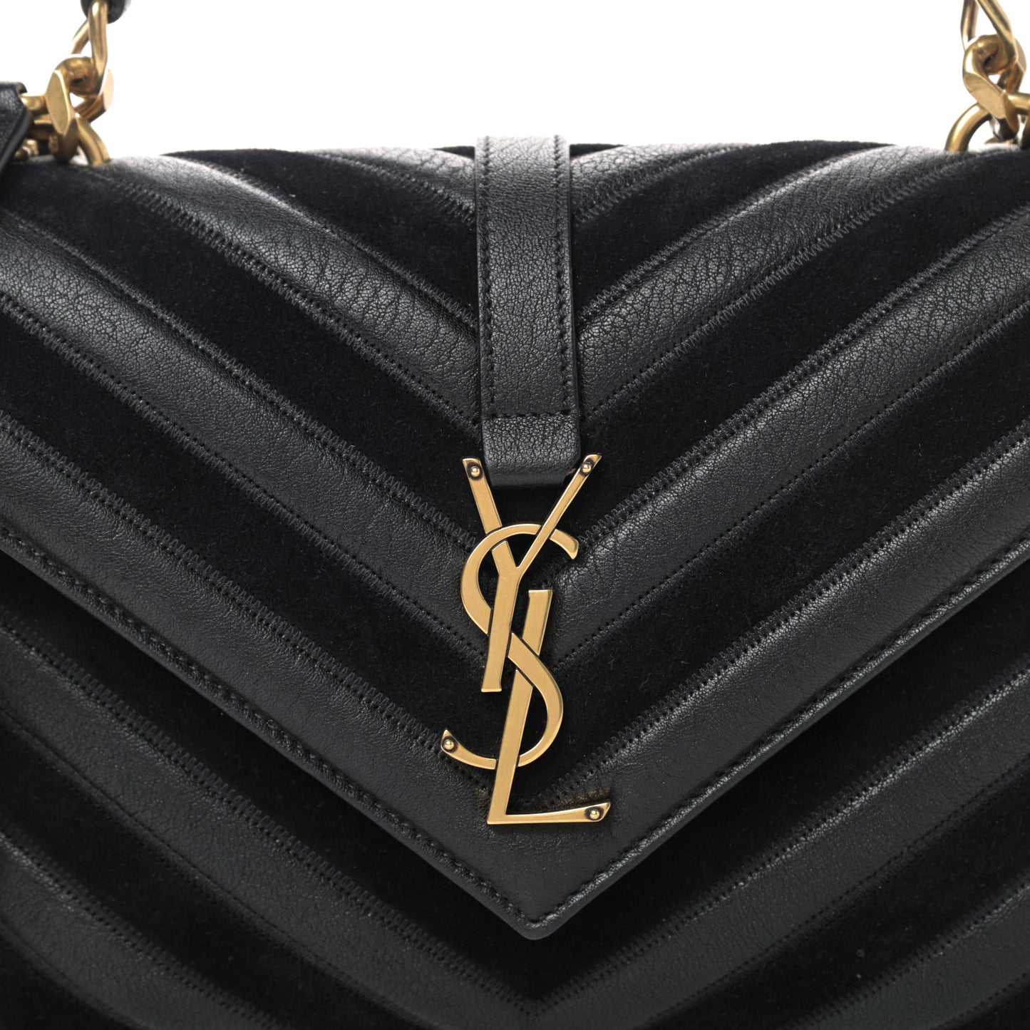 Calfskin Suede Matelasse Chevron Monogram Medium College Bag Marine