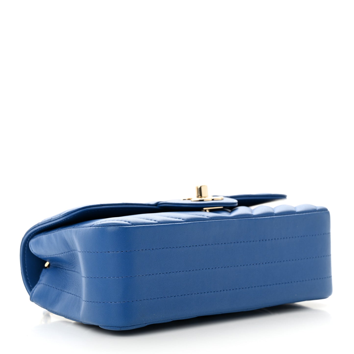 Lambskin Chevron Quilted Mini Rectangular Flap Blue