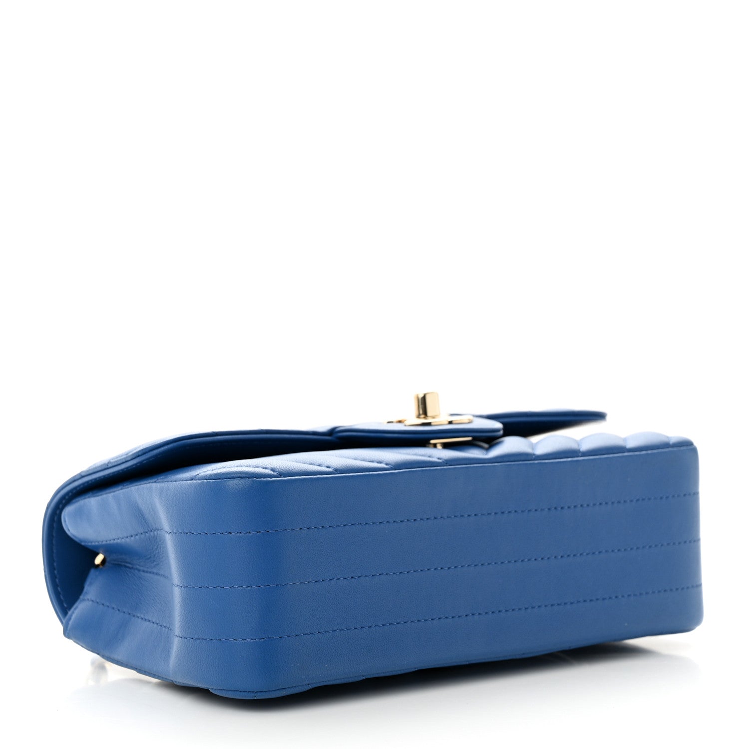 Chanel Lambskin Chevron Quilted Mini Rectangular Flap Blue 4 of 10