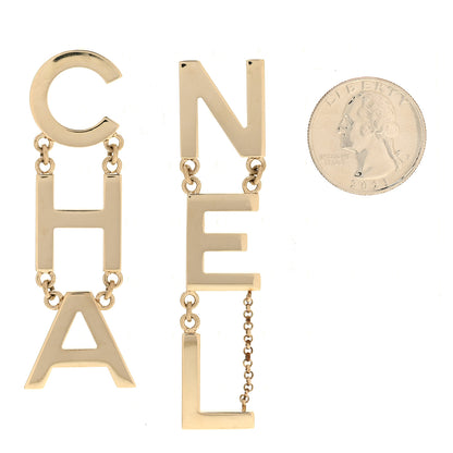 Chanel Metal Cha-Nel Logo Drop Earrings Gold 2 of 5