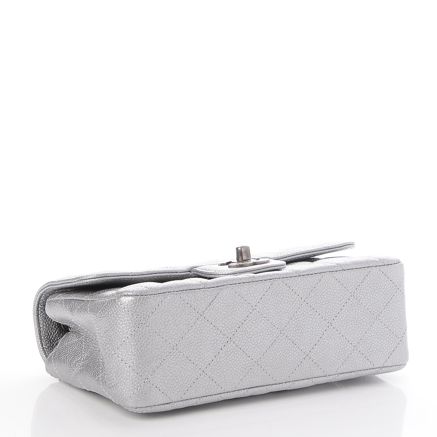 Chanel Metallic Caviar Quilted Mini Rectangular Flap Silver 4 of 7