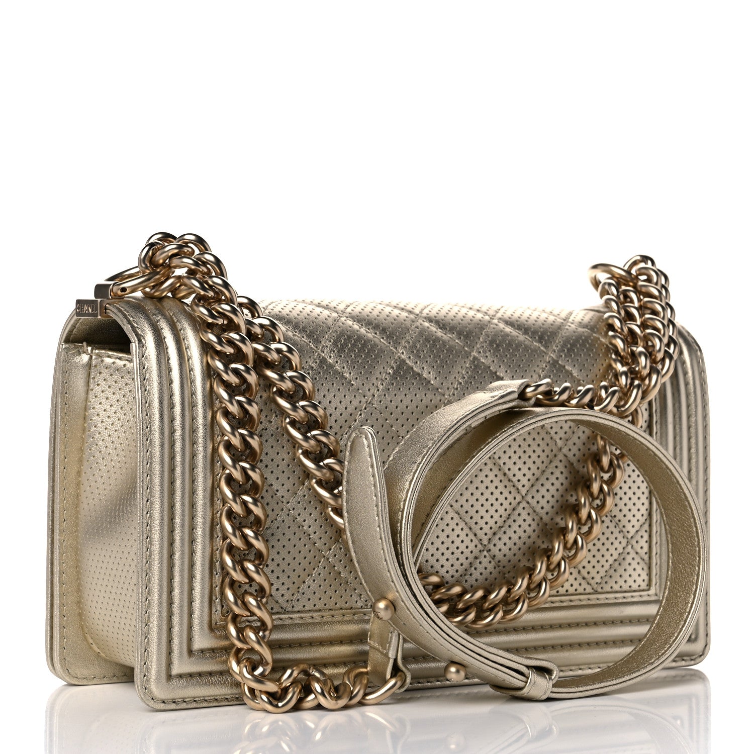 Chanel Lambskin Perforated Quilted Medium Boy Flap Gold 3 of 9