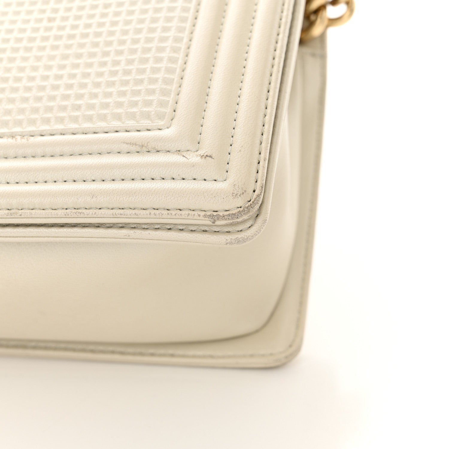 Chanel Lambskin Embossed Medium Boy Cube Flap White 13 of 14
