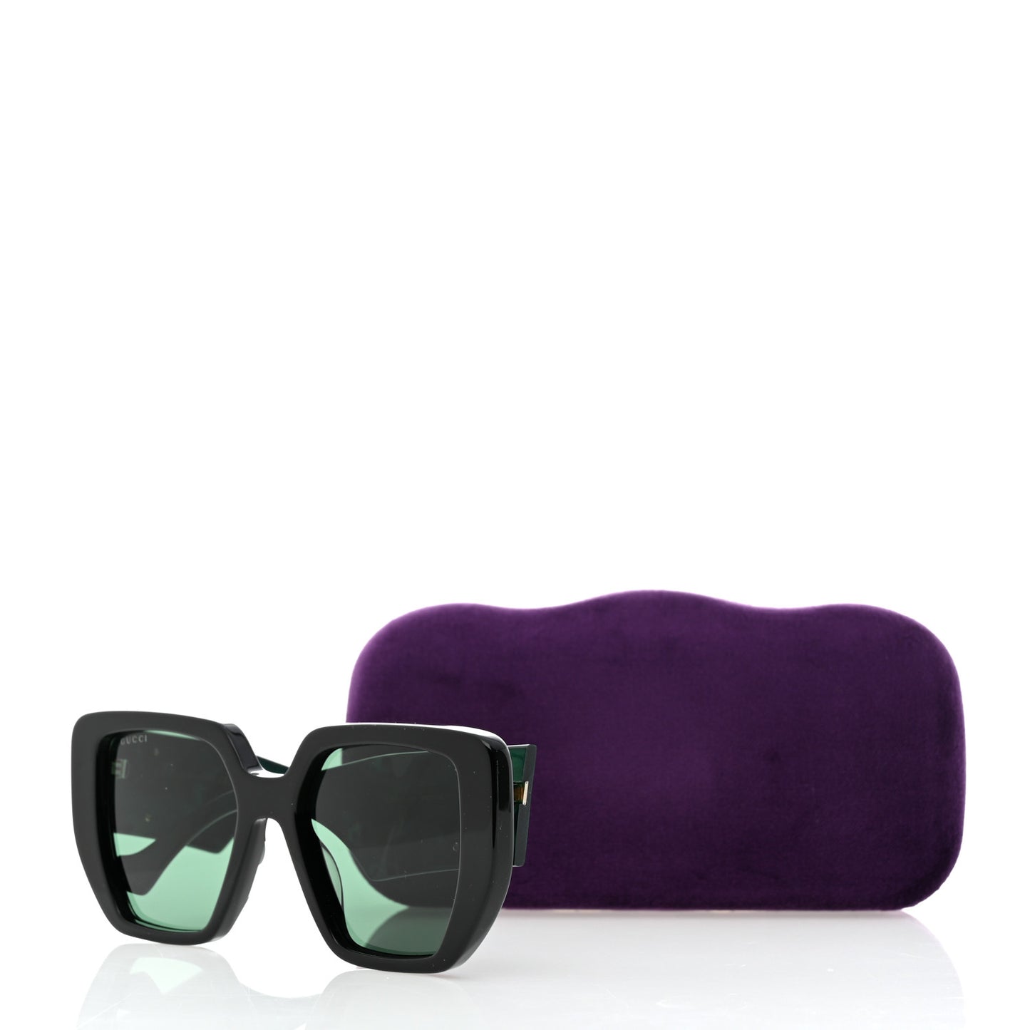 Acetate Square Frame Sunglasses GG0956S Green Black