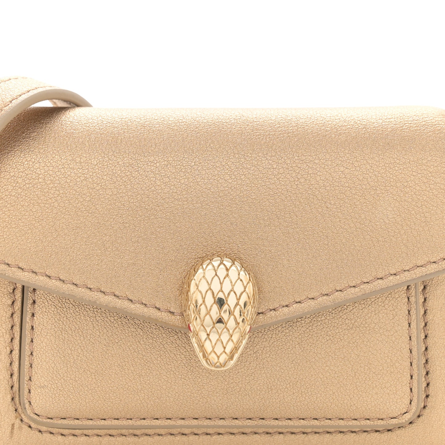 Metallic Calfskin Serpenti Forever Micro Bag Gold
