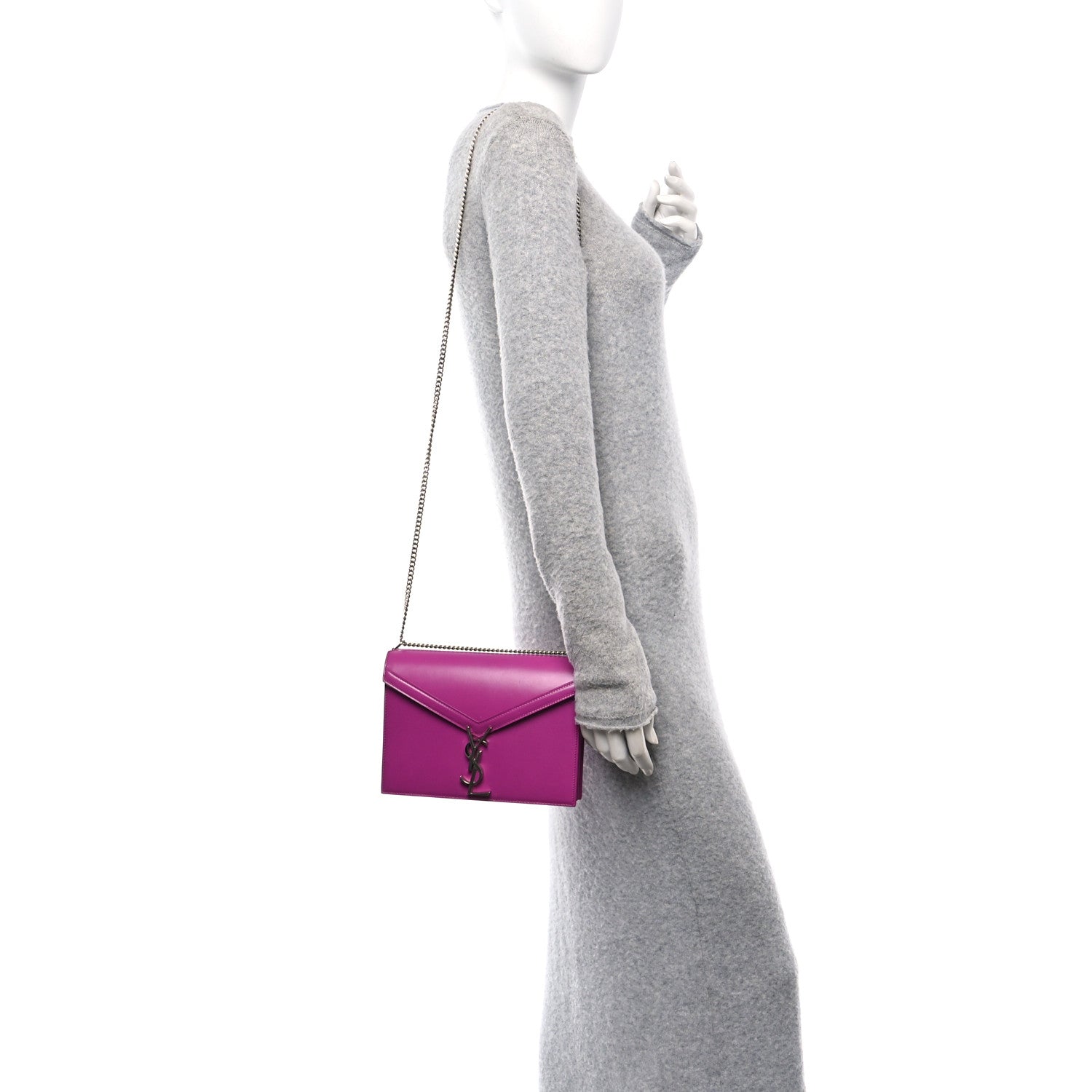 Saint Laurent Smooth Calfskin Monogram Cassandra Clasp Bag Electric Fuchsia 2 of 16