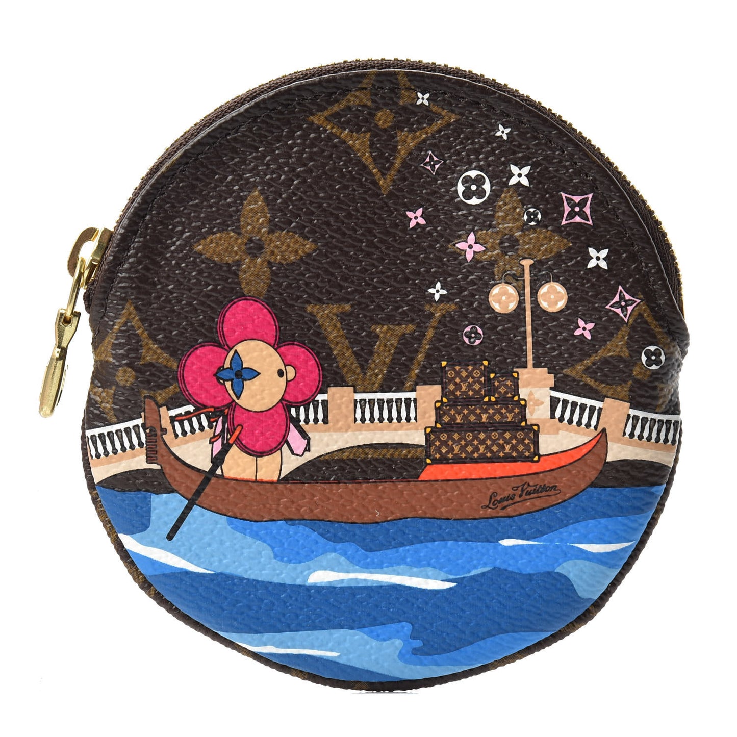 Monogram 2019 Christmas Animation Round Coin Purse Blue