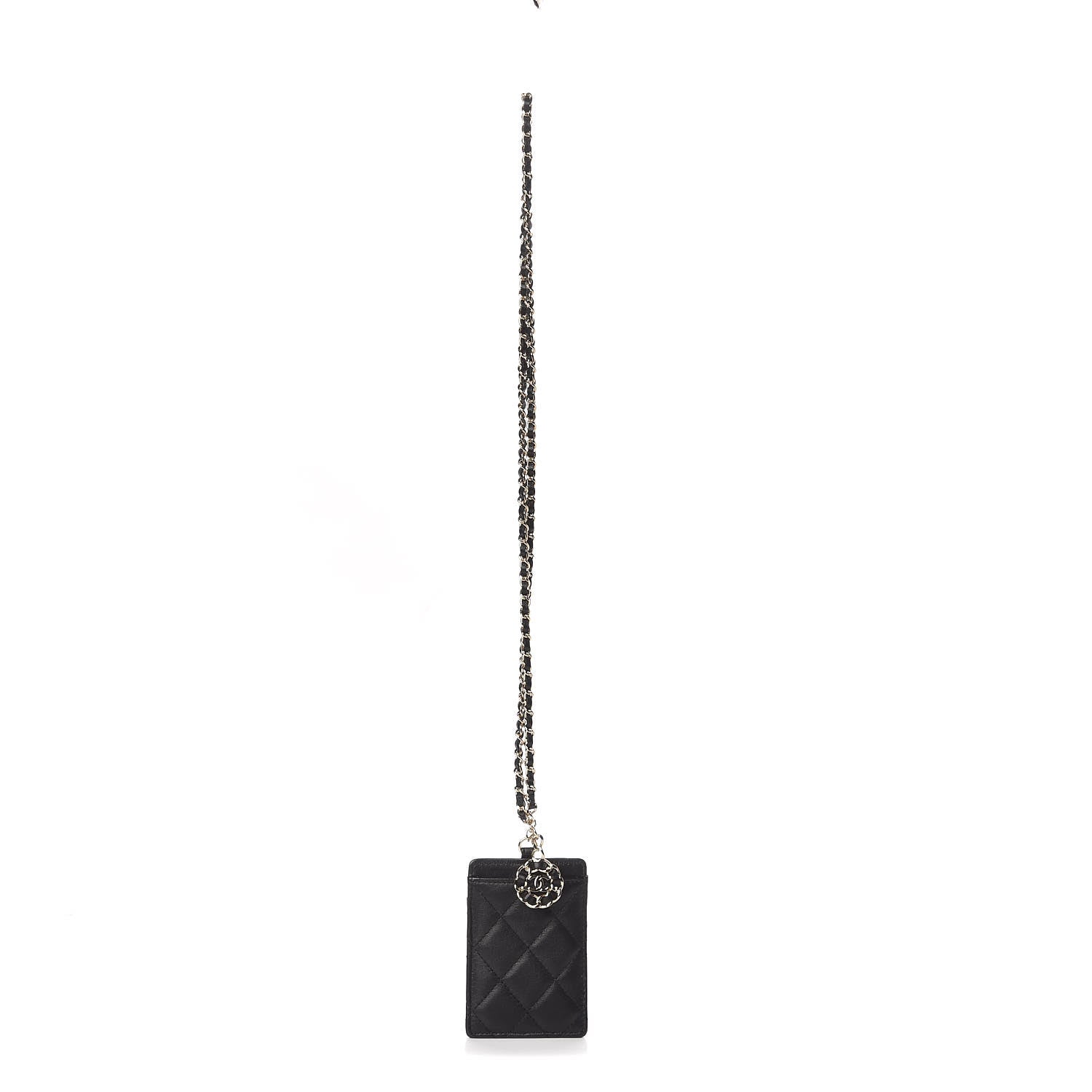 Chanel Lambskin Quilted Card Holder On Chain Black 1 of 8