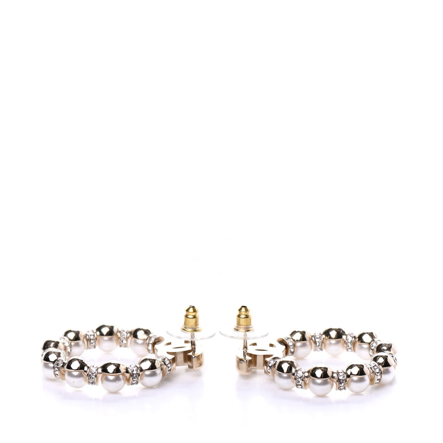 Pearl Crystal Nefertiti CC Drop Earrings Gold