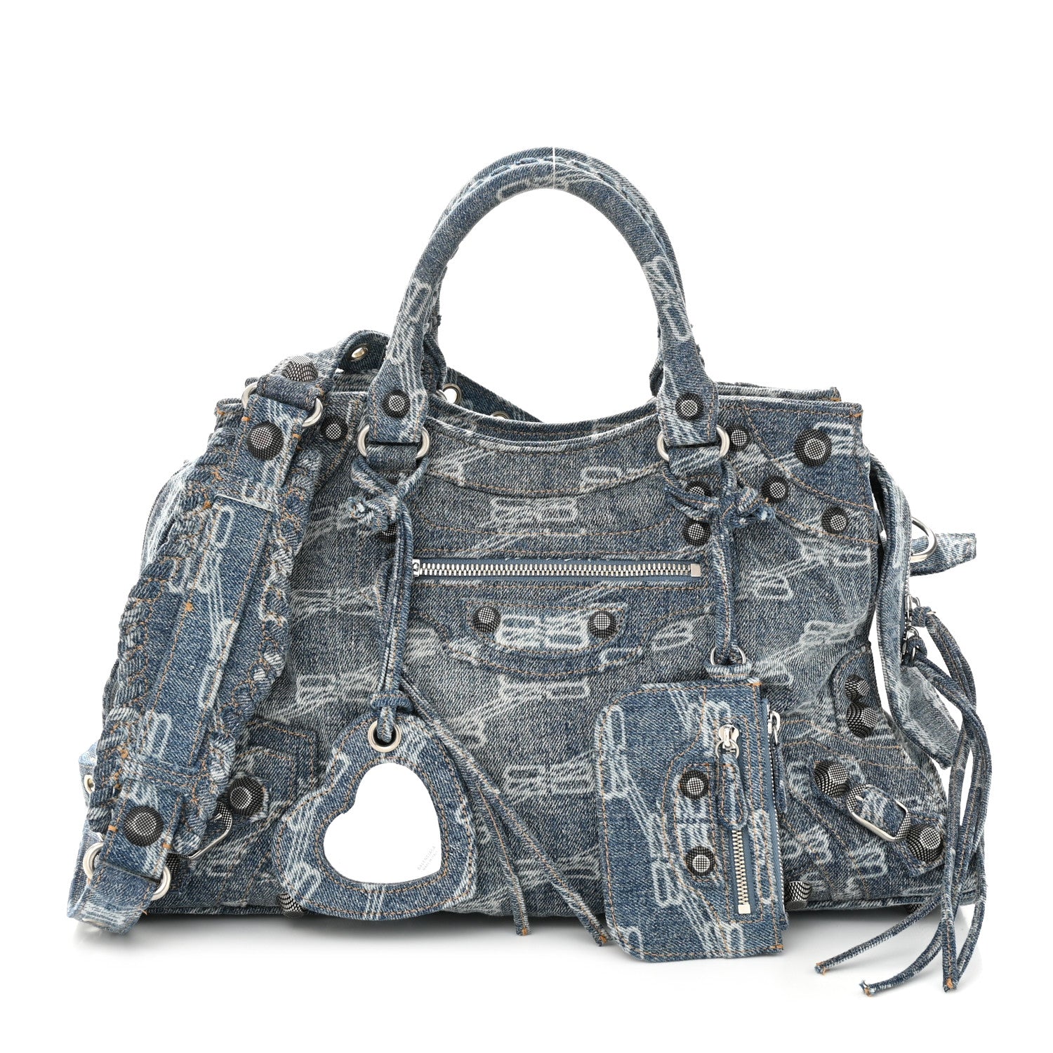 Balenciaga Denim BB Monogram Neo Cagole City Handbag Blue 1 of 11
