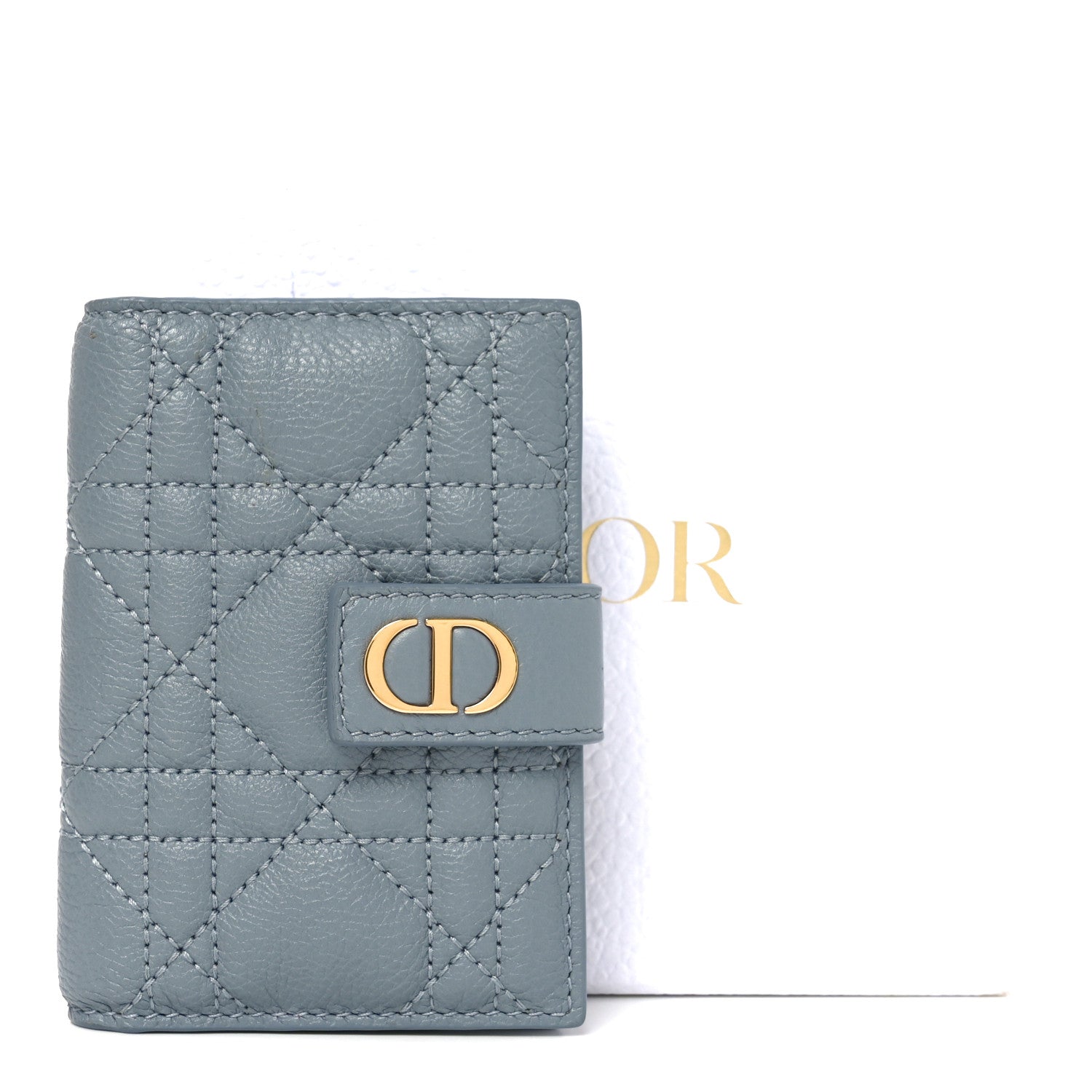 Christian Dior Supple Calfskin Cannage Caro Dandelion Card Holder Cloud Blue 8 of 8