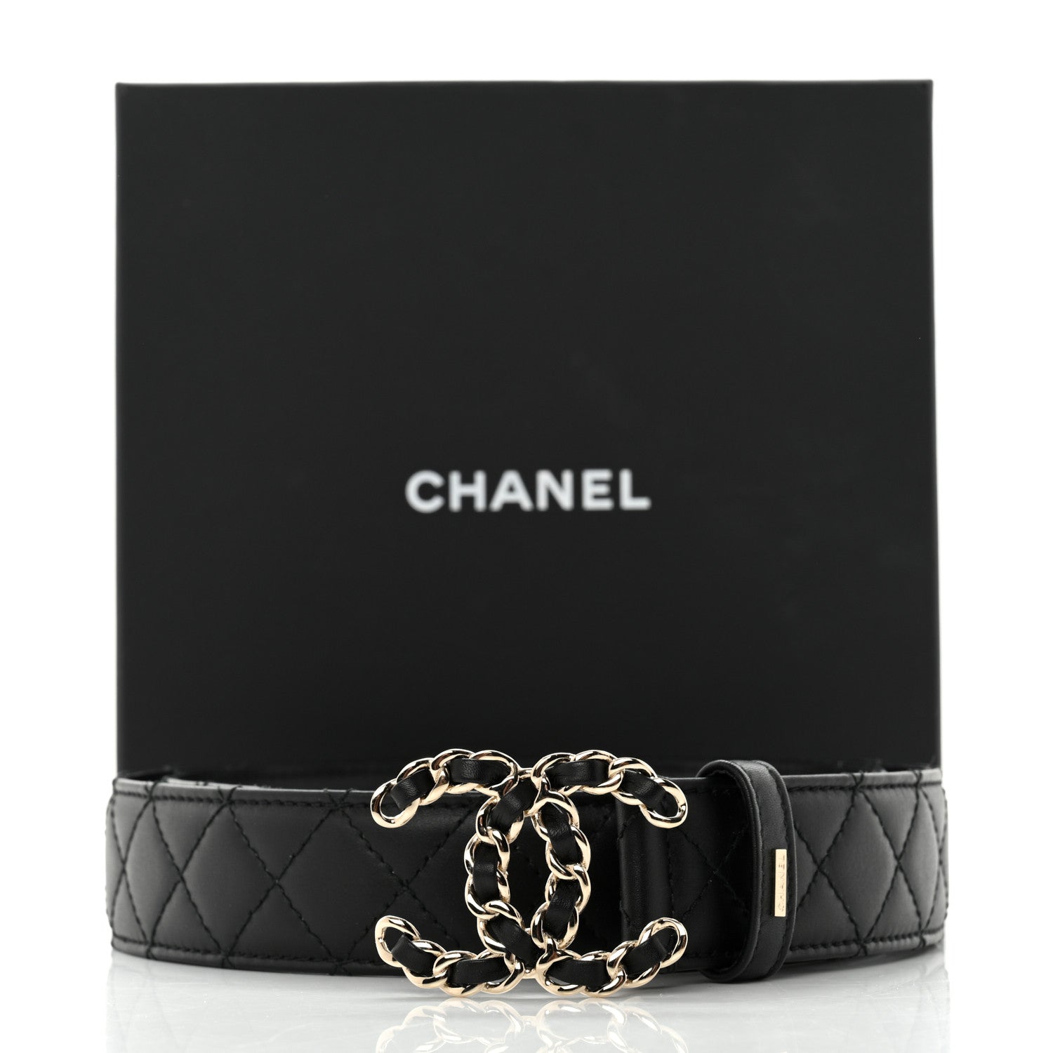 Chanel Calfskin Quilted CC Chain Belt 80 32 Black 7 of 7