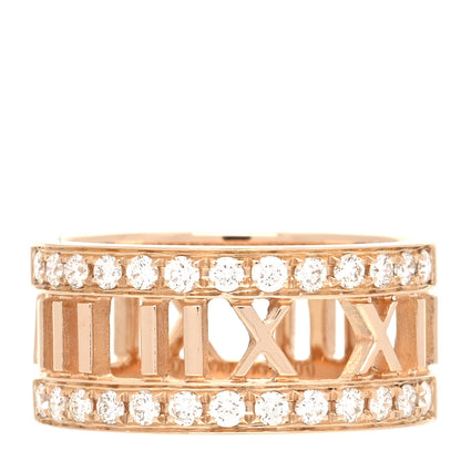 Tiffany 18K Rose Gold Diamond Wide Atlas Open Ring 53 6.5 1 of 5