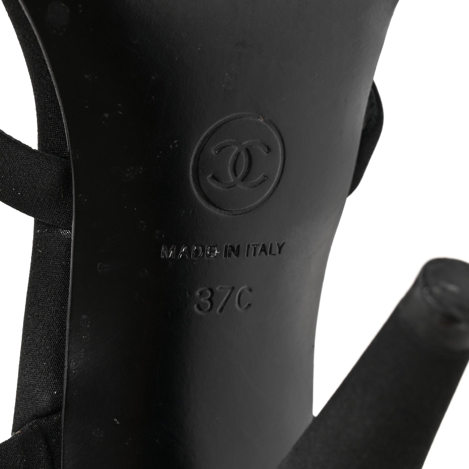 Chanel Satin Pearl Crystal Sandals 37 Black 7 of 8