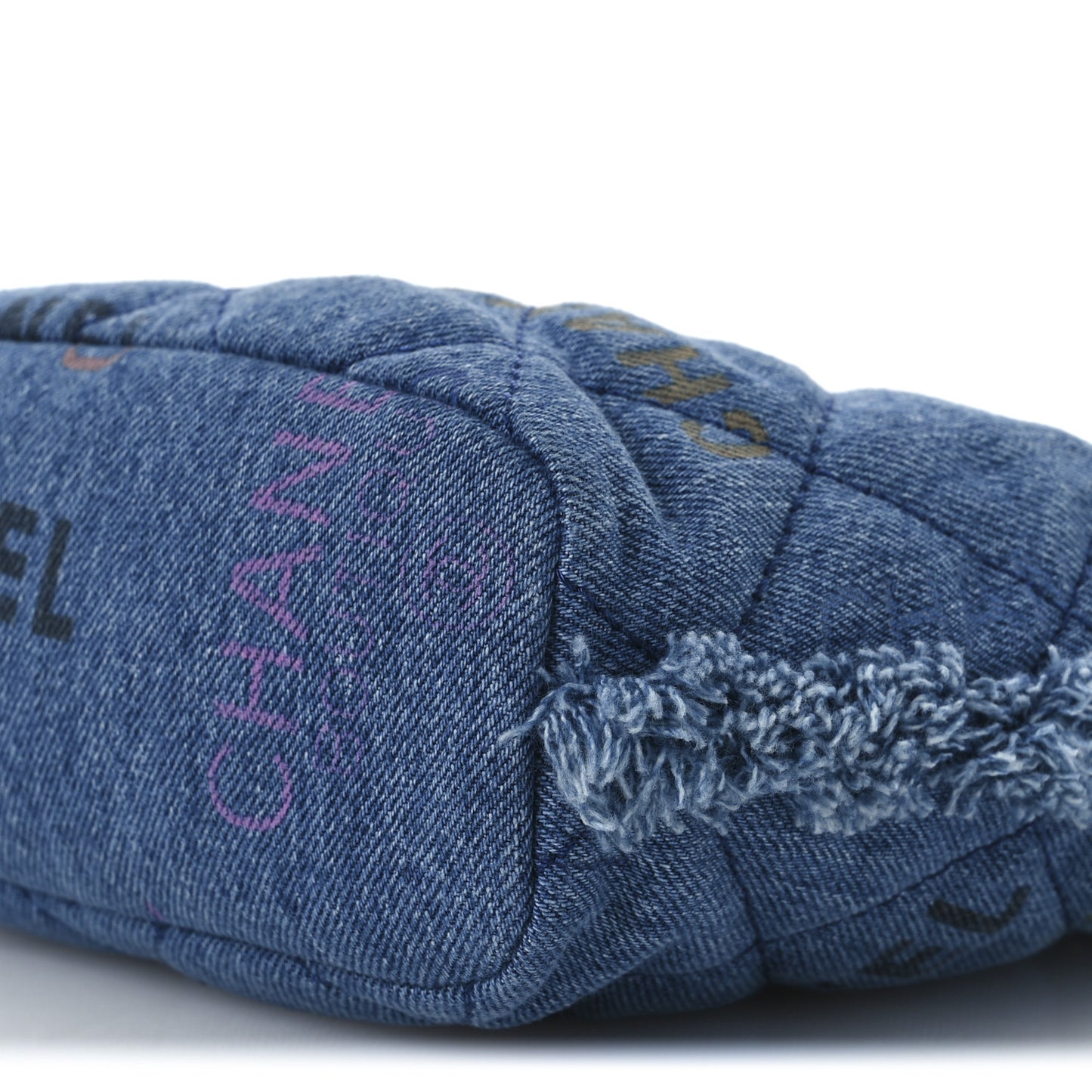 Denim Quilted Small Mood Bucket With Chain Blue Multicolor