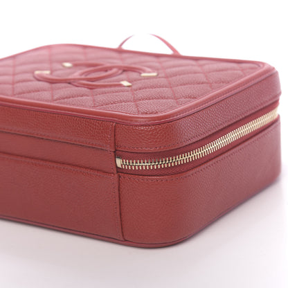 Chanel Caviar Quilted Medium CC Filigree Vanity Case Red 10 of 11
