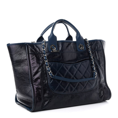 Chanel Glazed Calfskin Medium Deauville Tote Blue 3 of 10