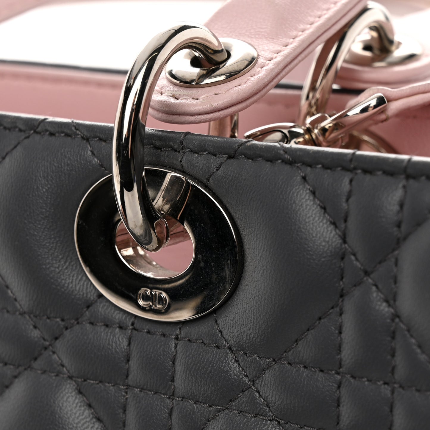 Lambskin Cannage Large Tri-Color Lady Dior Grey Blue Pink