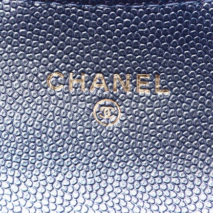 Chanel Iridescent Caviar Quilted Flap Card Holder Wallet Dark Blue 6 of 9