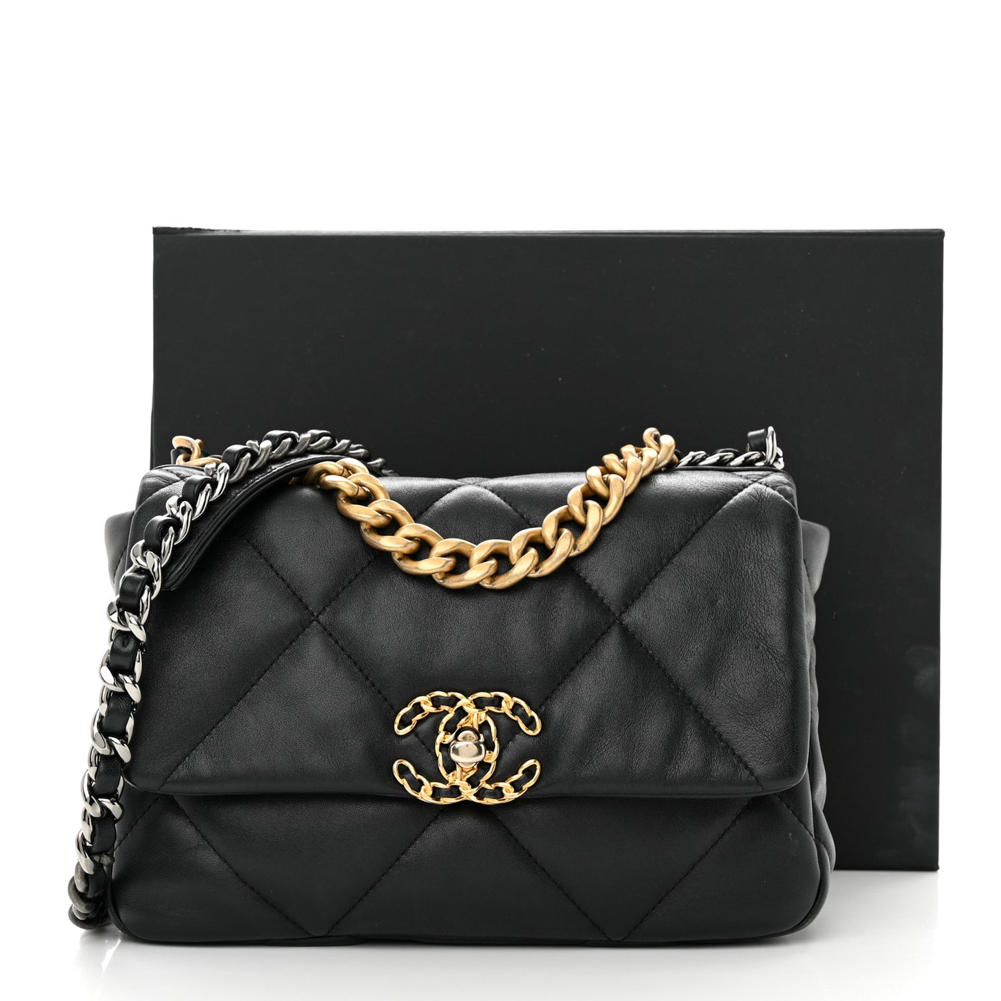 Lambskin Quilted Medium Chanel 19 Flap Black
