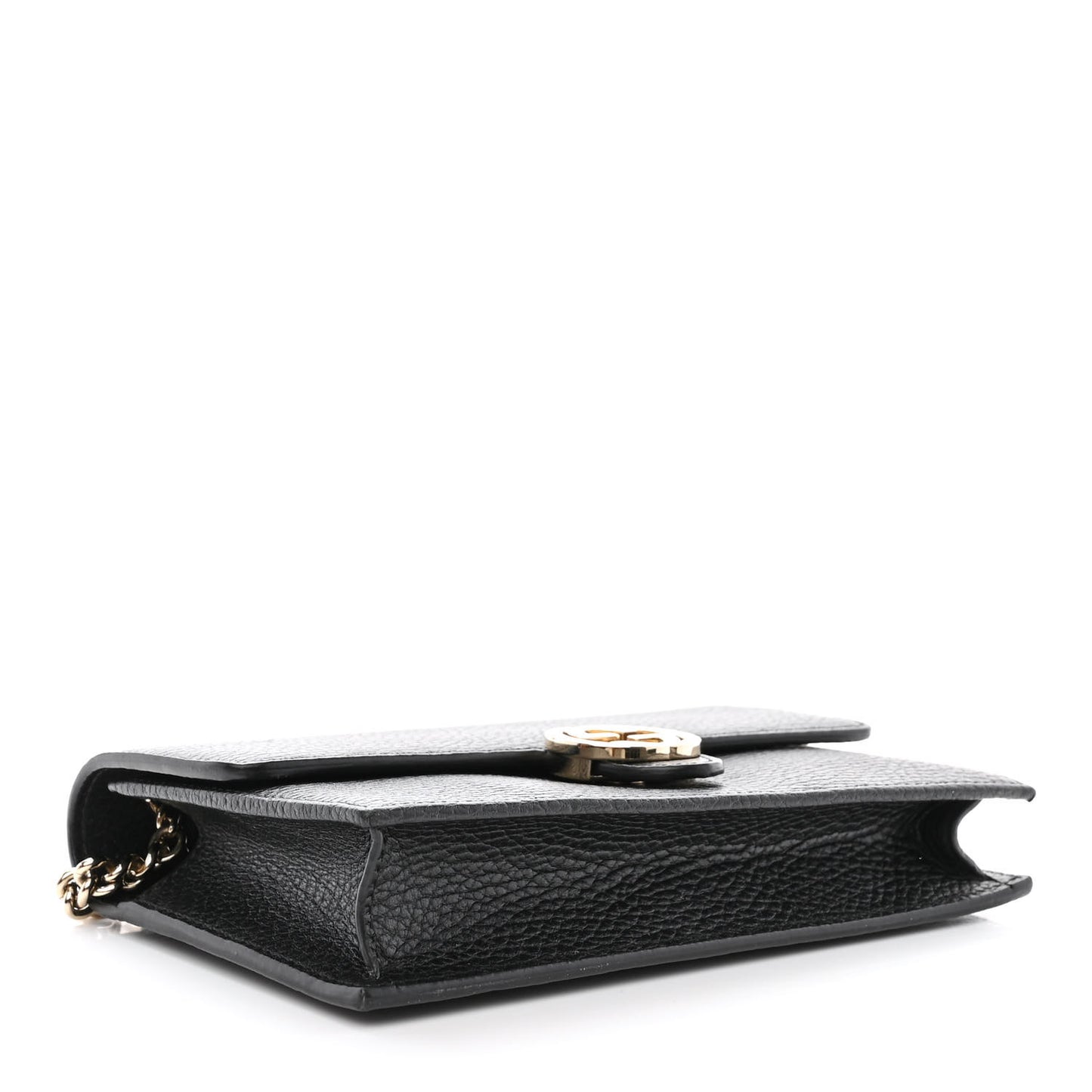 Dollar Calfskin Interlocking G Chain Wallet Black