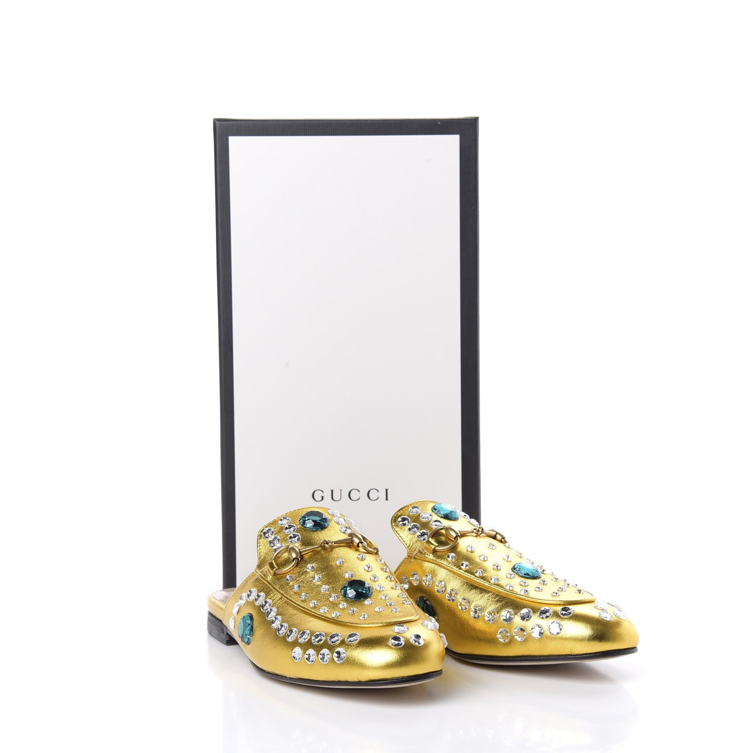 Gucci Metallic Nappa Crystal Womens Princetown Slippers 38 Gold 12 of 12