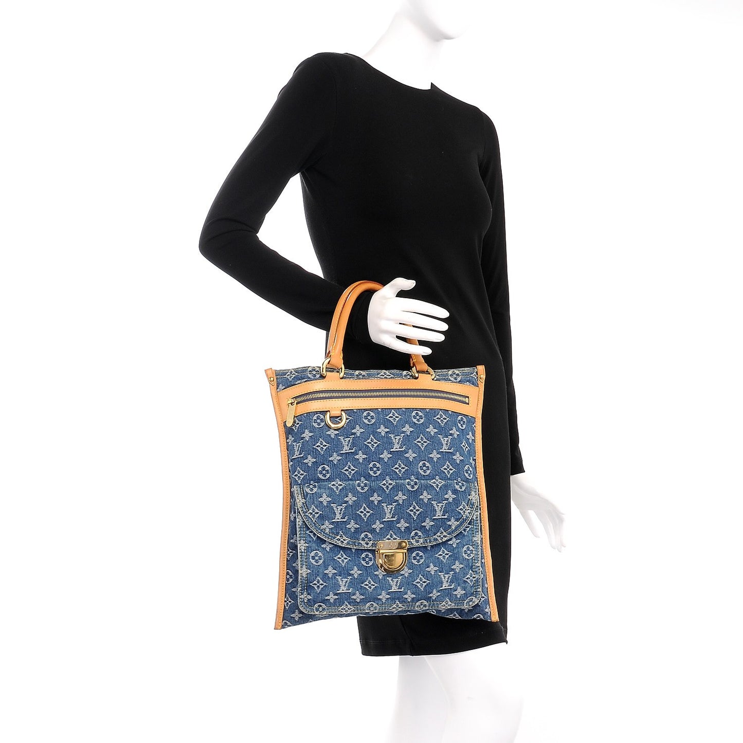 Monogram Denim Sac Plat Blue