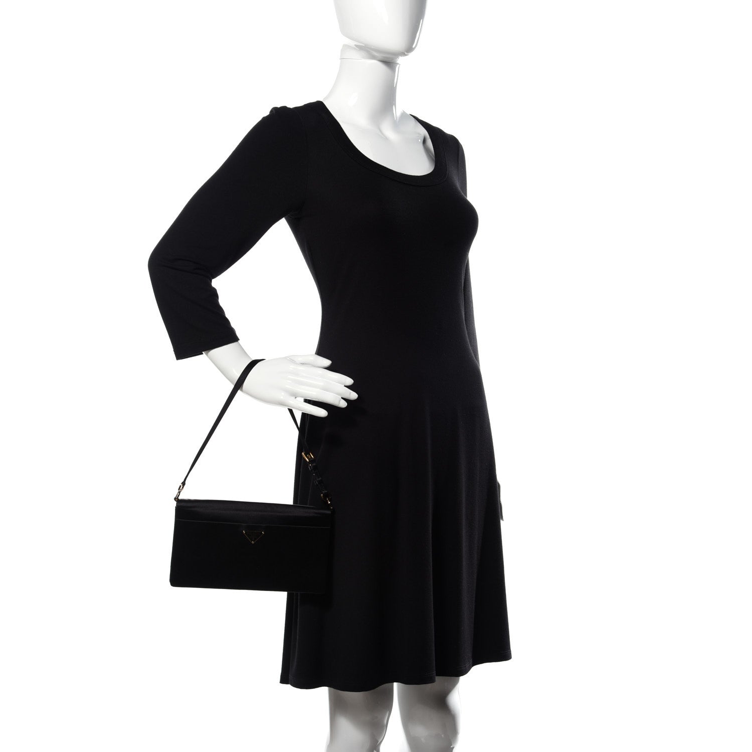 Prada Satin Pochette Bag Black 2 of 15