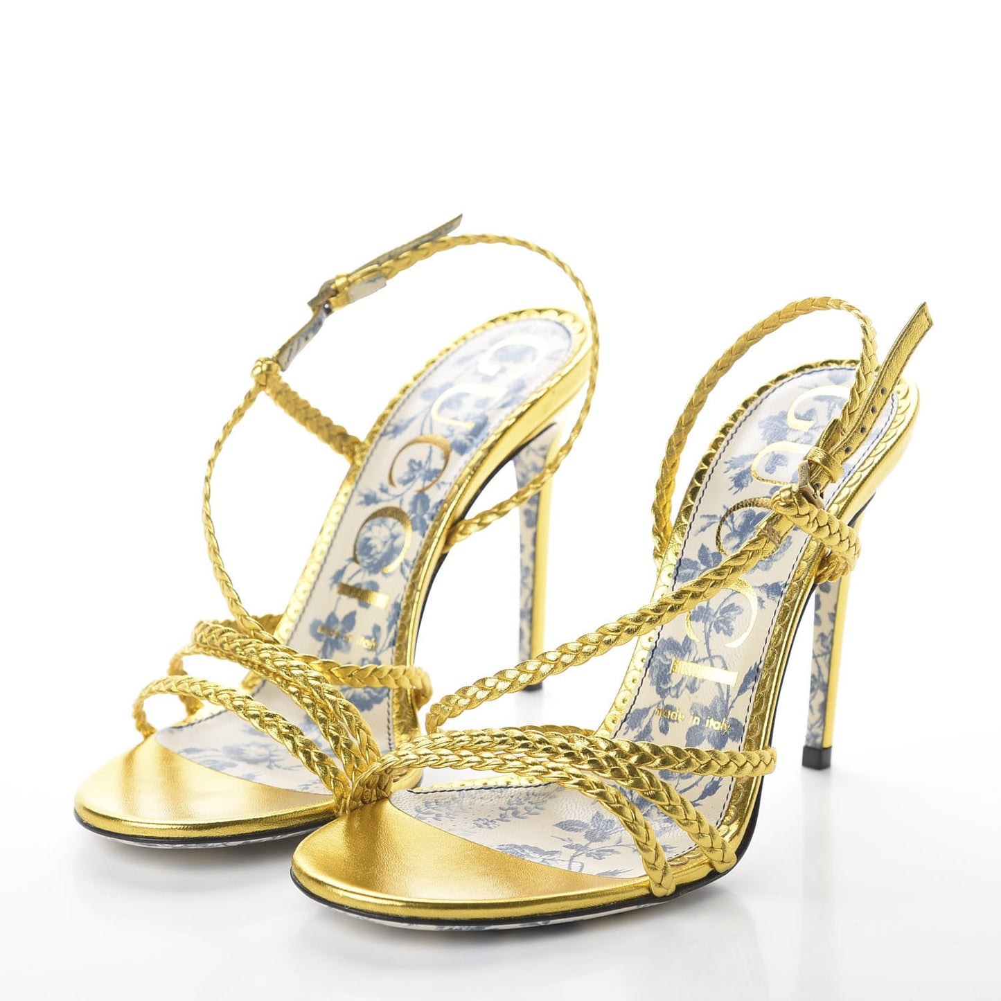 Metallic Nappa Braided Haines High Heel Sandals 37.5 Gold